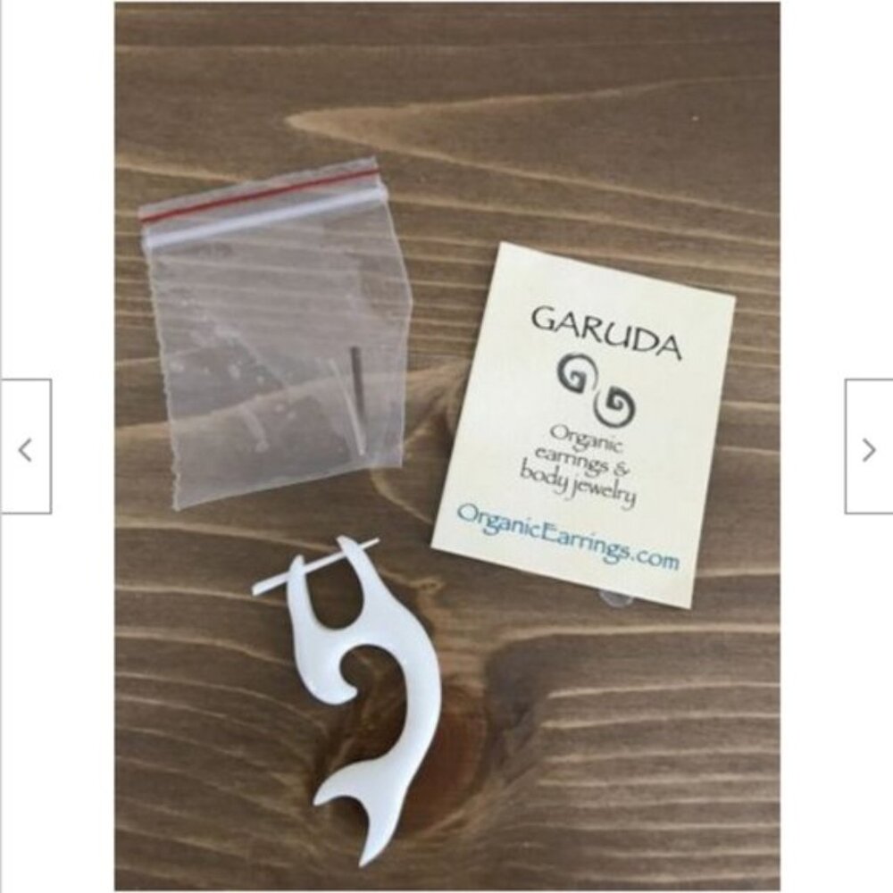 Garuda Natural Carved Dolphin Shape SINGLE Pierced Earring Made in Indonesia